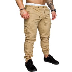 Men's Woven Fabric Casual Pants Corset Pants (Colors: Khaki-S)