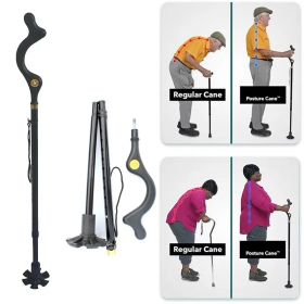 Posture Cane Adjustable Height Walking Stick Hiking Walking Aid Cane (Colors: 1pc)