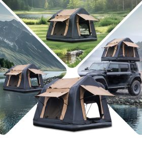 Foldable 2-3 People Amphibious Inflatable Car Roof Top Tent For Camping Outdoor Glamping Camping Tent For SUV, Truck - Without Ladder, Two-tone S (Colors: Khaki Black)
