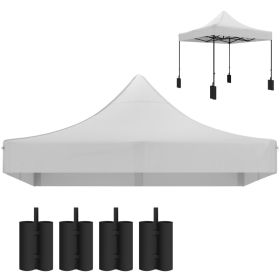 10' x 10' Replacement Canopy Top for Pop Up Canopy Tent with 4 Sand Bags, UPF50+ Protection, White (Colors: White-380x280x100 mm)