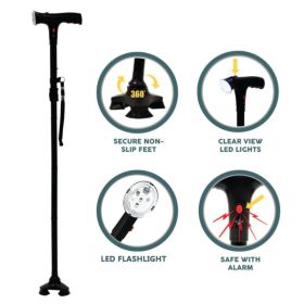 Collapsible Adjustable Height Cane With LED Light Alert Button Walking Stick (Colors: 1pc)