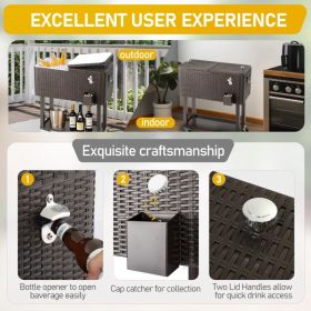 80QT Rattan Square Legs Cooler With Shelf (Colors: Defaulttitle)