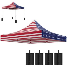 10' x 10' Replacement Canopy Top for Pop Up Canopy Tent with 4 Sand Bags, UPF50+ Protection, American Flag (Colors: American Flag-380x280x100 mm)