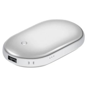 Portable Hand Warmer 5000mAh Power Bank Rechargeable (Colors: Silver)