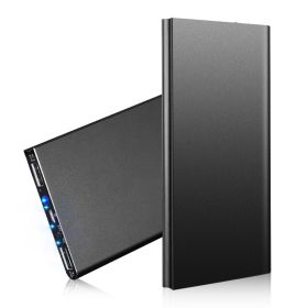 20000mAh Power Bank Ultra-thin External Battery Pack Phone Charger Dual USB Port (Colors: Black)