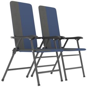 Folding Patio Chairs Set of 2, Padded High Back Lawn Camping Chairs with Armrests, 600D Oxford Fabric, Dark Blue (Colors: Dark Blue-1040x180x630 mm)