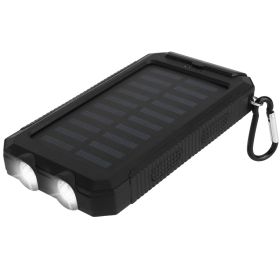 1Pc 1W MAh Solar Power Bank External Battery Pack Dual USB Interface Outdoor Charger With Battery Indicators SOS LED Lights and Compass (Colors: Black)